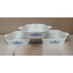 Set of 3 Corning Ware P-41 Cornflower Blue Petite Mini Pan Casseroles NO LIDS